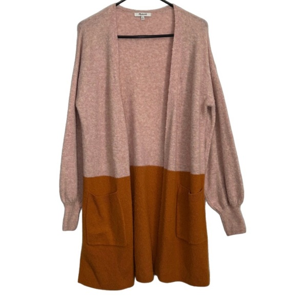 Madewell Edgewater Colorblock Cardigan Merino Wool Alpaca Heather Rose size S - Picture 1 of 6